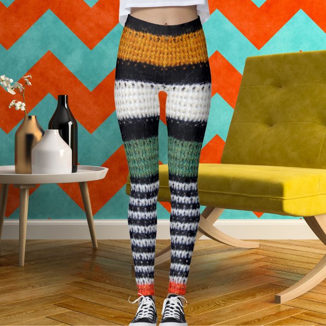 Sporty Women Striped Wool Texture Knitted Pattern  Leggings (Von Creator hochgeladen)
