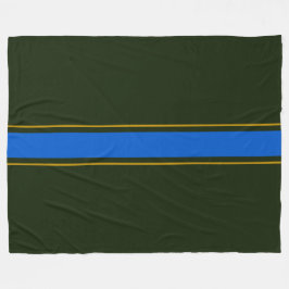 SportyBold Retro Forest Green Blue Racing Streifen Fleecedecke
