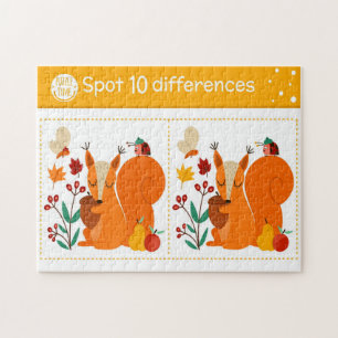 Spot 10 Differenzen Eichhörnchen Butterfly Ladybug Puzzle