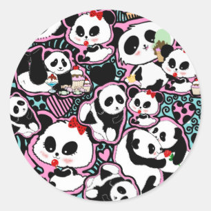Spot den Panda! Panda Doodles Runder Aufkleber