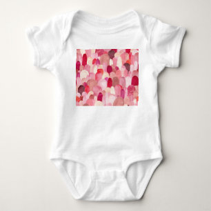 Spot Medley: Pink-Red Textile Dream. Baby Strampler