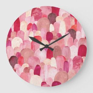 Spot Medley: Pink-Red Textile Dream. Große Wanduhr