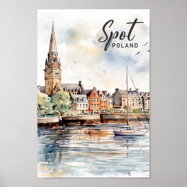 Spot Polen Aquarellmalerei Poster (Vorne)