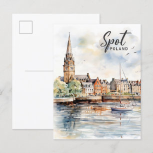 Spot Polen Aquarellmalerei Reise Postkarte
