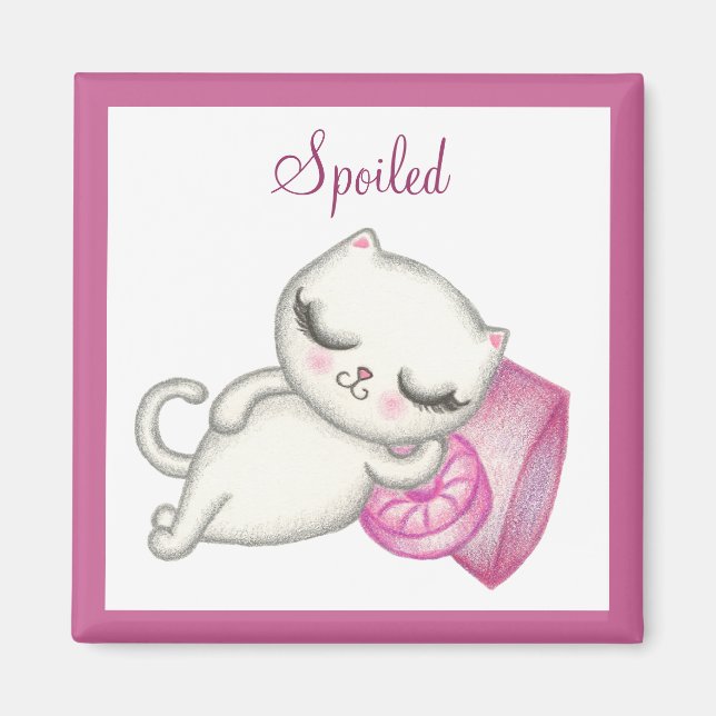 Spoted White Cat Magnet (Vorne)