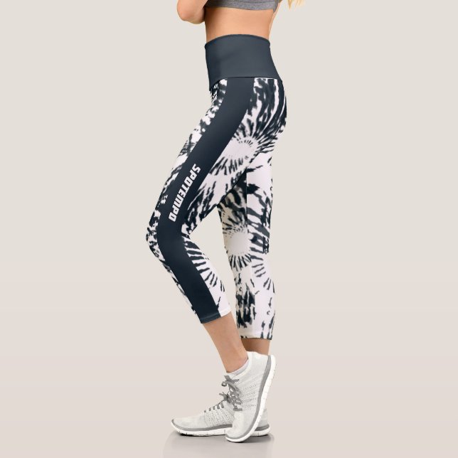 [spotempo]Schwarze Farbmuster der Krawatte Capri Leggings (Links)