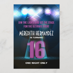 Spotlight Star Lila Sweet 16 Einladung