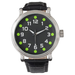 Spotmarkierungen - Chartreuse und White auf schwar Armbanduhr