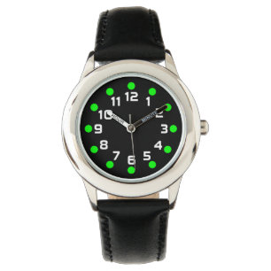 Spotmarkierungen - grün und weiß auf schwarz armbanduhr