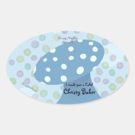 Spots und Dots Blue Mushroom Bäckerei Ovaler Aufkleber