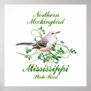 Spottdrossel-Mississippi-Staats-Vogel Poster