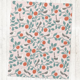 Spottdrossel Orangenblüten Vogel Blume Rosa Fleecedecke
