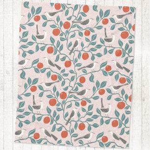 Spottdrossel Orangenblüten Vogel Blume Rosa Fleecedecke