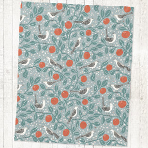 Spottdrossel Orangenblüten-Vogel-Blume Salbei Grün Fleecedecke