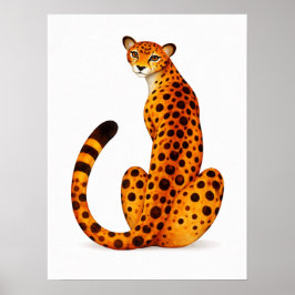 Spotted Cheetah Portrait Back View Poster