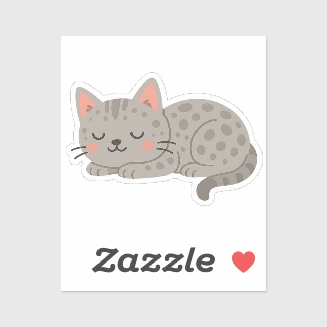 Spotted Gray Leopard Cat – Playful Cartoon Aufkleber (Blatt)