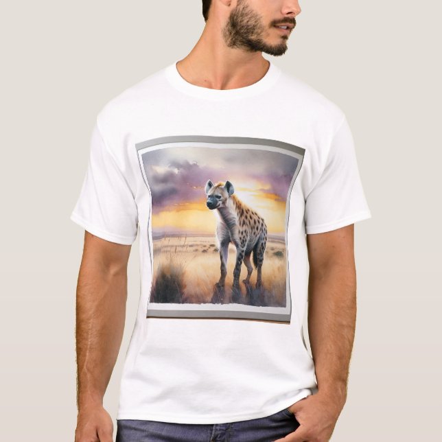 Spotted Hyena at Sunset REF68 - Watercolor T-Shirt (Vorderseite)