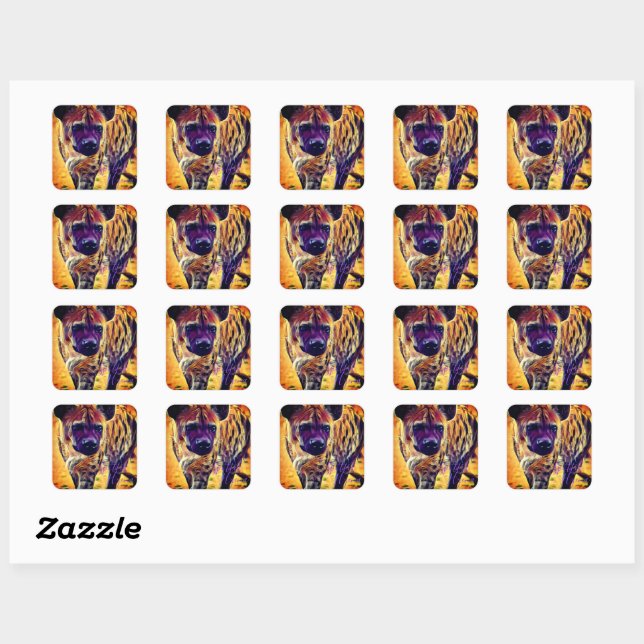 Spotted Hyena [Square Seal] Quadratischer Aufkleber (Blatt)