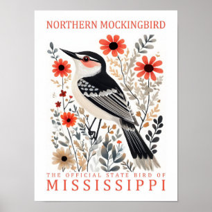 Spötter Zugvogel des US-Bundesstaates Mississippi Poster