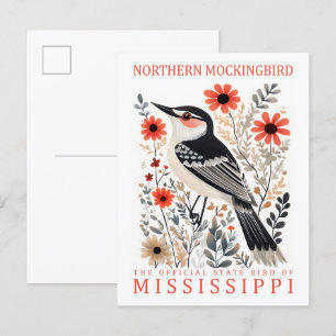 Spötter Zugvogel des US-Bundesstaates Mississippi Postkarte