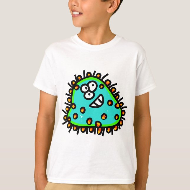 Spotty Cartoon-Mikrobe T-Shirt (Vorderseite)