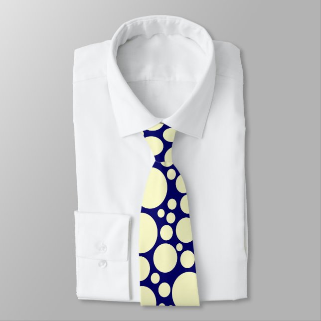Spotty - Creme auf dunkelblau Krawatte (Gebunden)