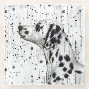 Spotty Dalmatiner-Schwarzweiss-Hund Glasuntersetzer