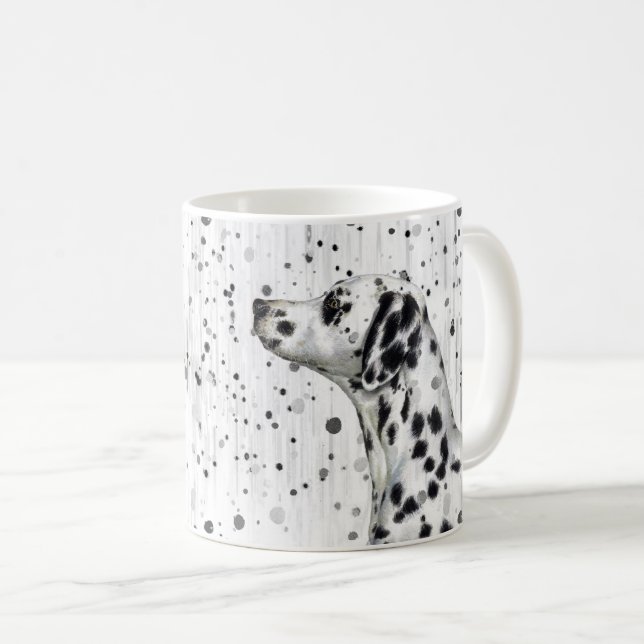 Spotty Dalmatiner-Schwarzweiss-Hund Kaffeetasse (VorderseiteRechts)