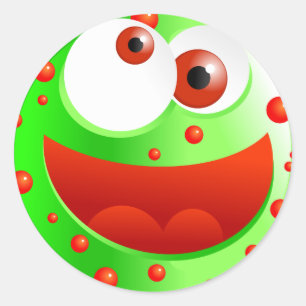 Spotty Green Smilie Runder Aufkleber
