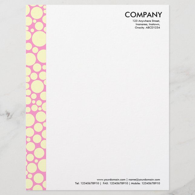 Spotty Margin - Creme auf Rosa Briefkopf (Vorderseite)