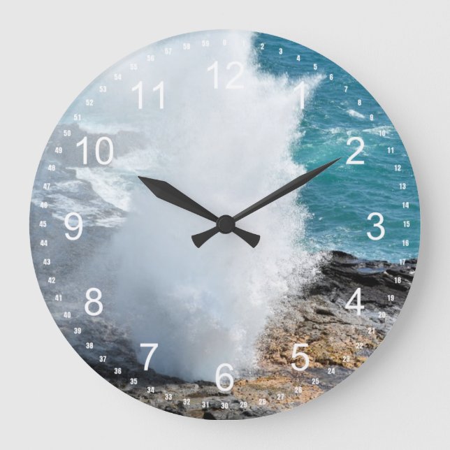 Spouting Horn in Kauai, Hawaii Große Wanduhr (Vorderseite)