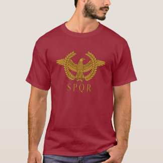 SPQR Adler-Lorbeer-Golddunkelheits-T - Shirt