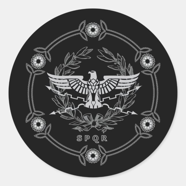 SPQR Das römische Reich Emblem Sticker. Runder Aufkleber (Vorderseite)