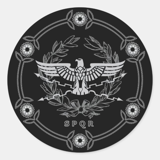 SPQR Das römische Reich Emblem Sticker. Runder Aufkleber (Vorderseite)