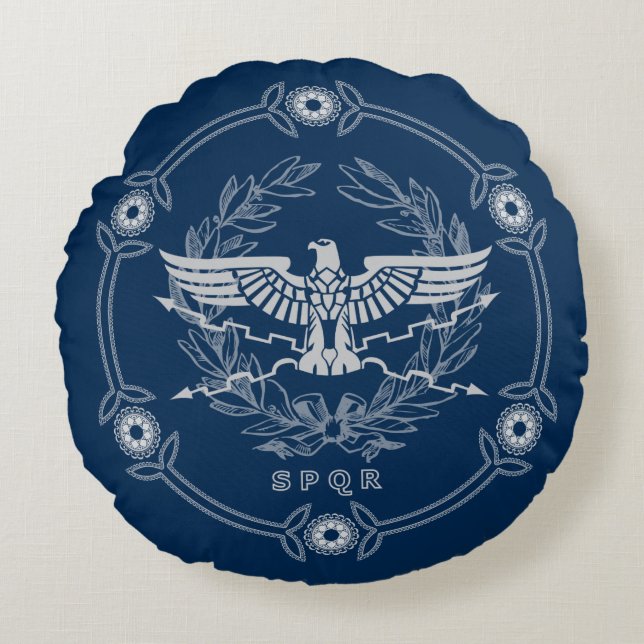 SPQR das römisches Reich-Emblem-Wurfs-Kissen Rundes Kissen (Vorderseite)