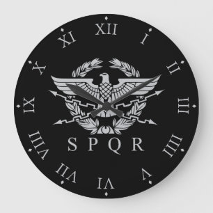 SPQR Römischer Adler Lorbeer und römische Ziffern Große Wanduhr