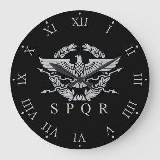 SPQR Römischer Adler Lorbeer und römische Ziffern Große Wanduhr