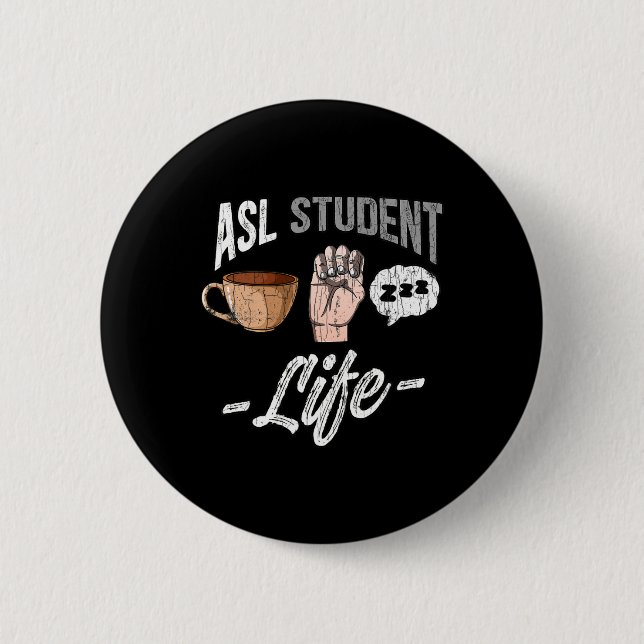 Sprach-Attraf taube Bewusstsein Asl Student Spaß G Button (Vorderseite)