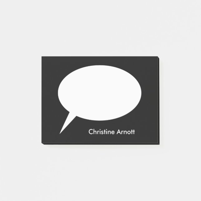 Sprache-Ballon mit Name-Text Post-it Klebezettel (Vorderseite)