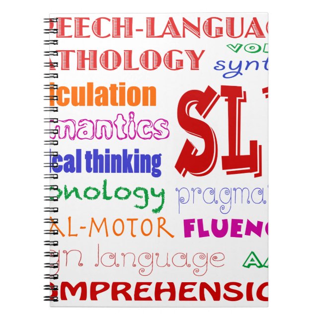 Sprache-Sprachpathologe-bunter Spaß-Schriftart Notizblock (Vorderseite)