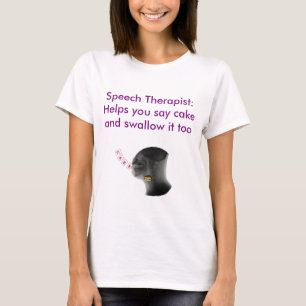 Sprache-Therapeuthilfe Sie, Kuchen zu sagen und zu T-Shirt