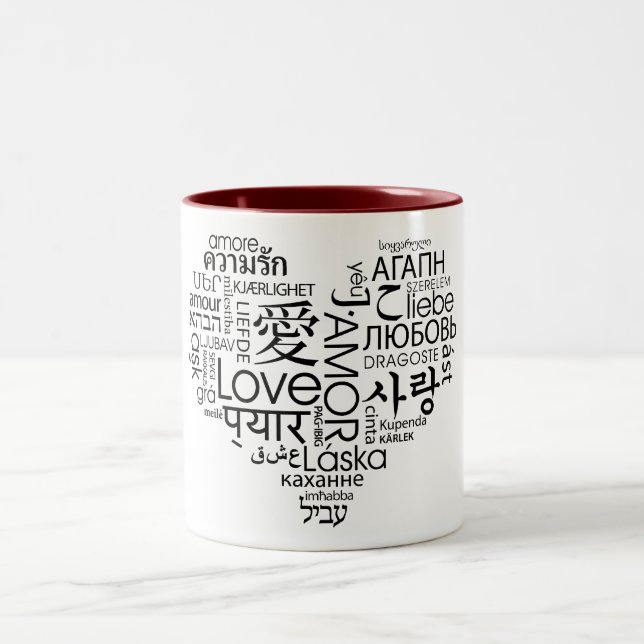 Sprachen des Liebe-Herzens Zweifarbige Tasse (Mittel)