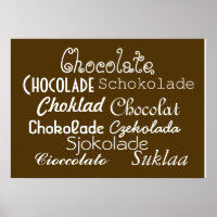 Sprachen des Schokoladenposters 28" x 20", (Matte)