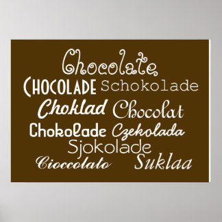 Sprachen des Schokoladenposters 28" x 20", (Matte) Poster