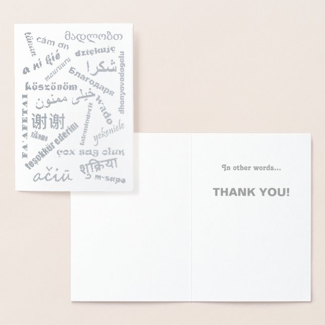 Sprachen Multilingual Danke Silver Typografy Folienkarte (Anzeige)