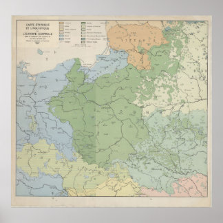 Sprachkarte Mittel- und Osteuropas von 1937, Poster