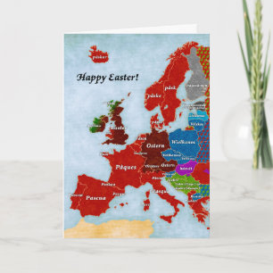 Sprachkarte von Europa: Oster-Grußkarte Feiertagskarte