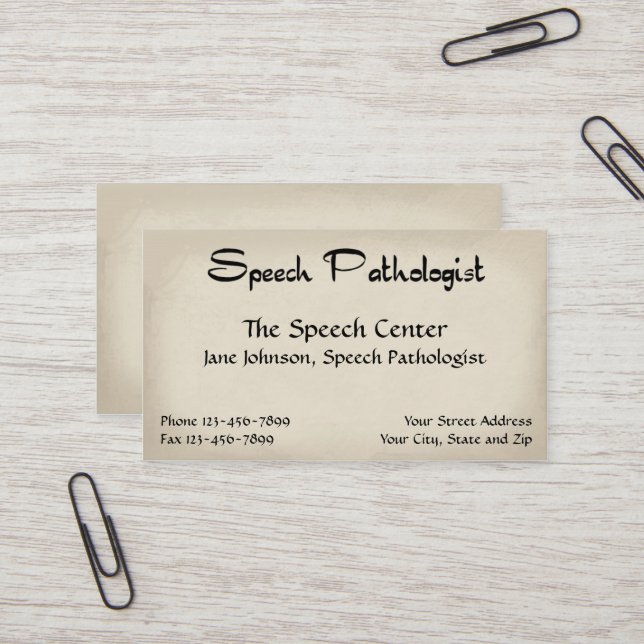 Sprachpathologin Therapist Business Card Visitenkarte (Vorderseite/Rückseite Beispiel)