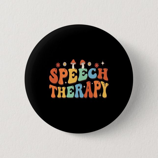 Sprachtherapie Sprachpathologe Groovy Mental Button (Vorderseite)