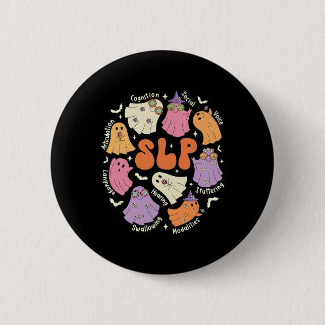 Sprachtherapie spricht Sprachpathologe Hallowe Button (Vorderseite)